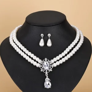 Home a beautiful pearl jewelry set consisting of a necklace and a pair of matching earrings (sbjs 20)