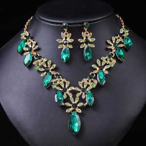 Home royal green crystal jewelry set (sbjs 33 )