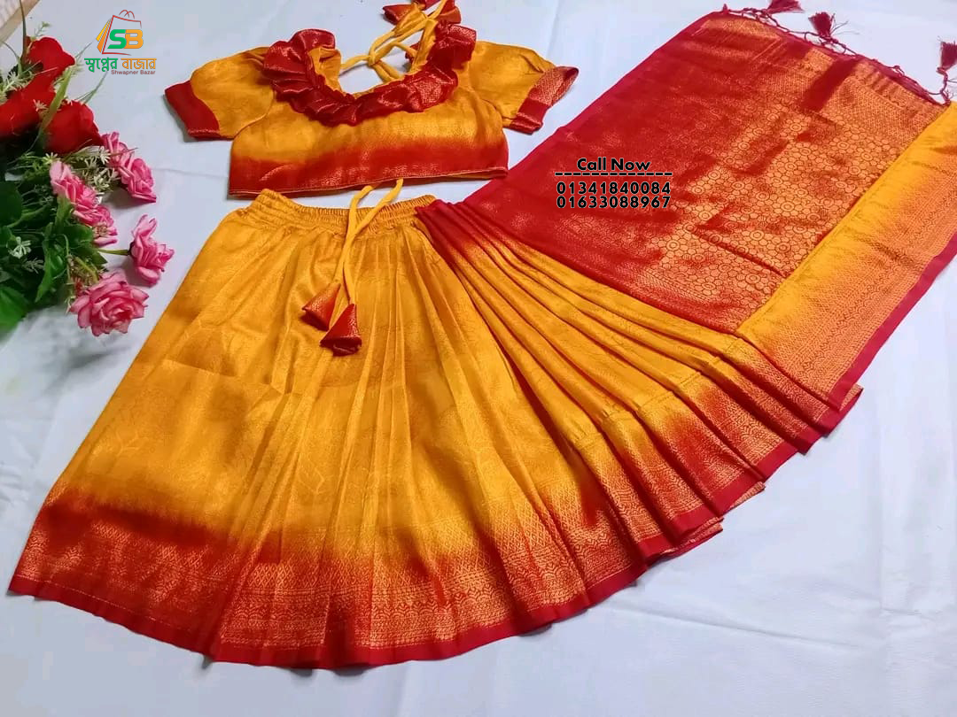 ইন্ডিয়ান অরিজিনাল কাঞ্চিবরম বেবি/রেডি-টু-ওয়্যার শাড়ি (Code-SBKAN-003)