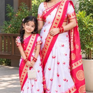 মা–মেয়ের ম্যাচিং  কম্বো কাতান শাড়ি (Code-MD-061)